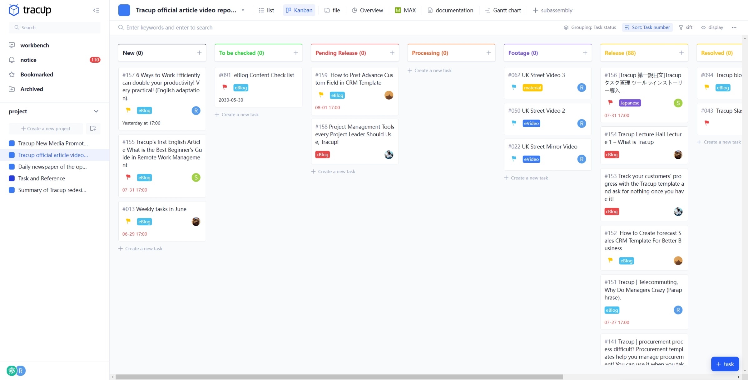 Tracup-Kanban