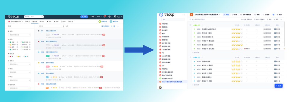 tracup列表对比图图